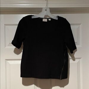 Anthropologie Postage Stamp Elegant Black Women's Top